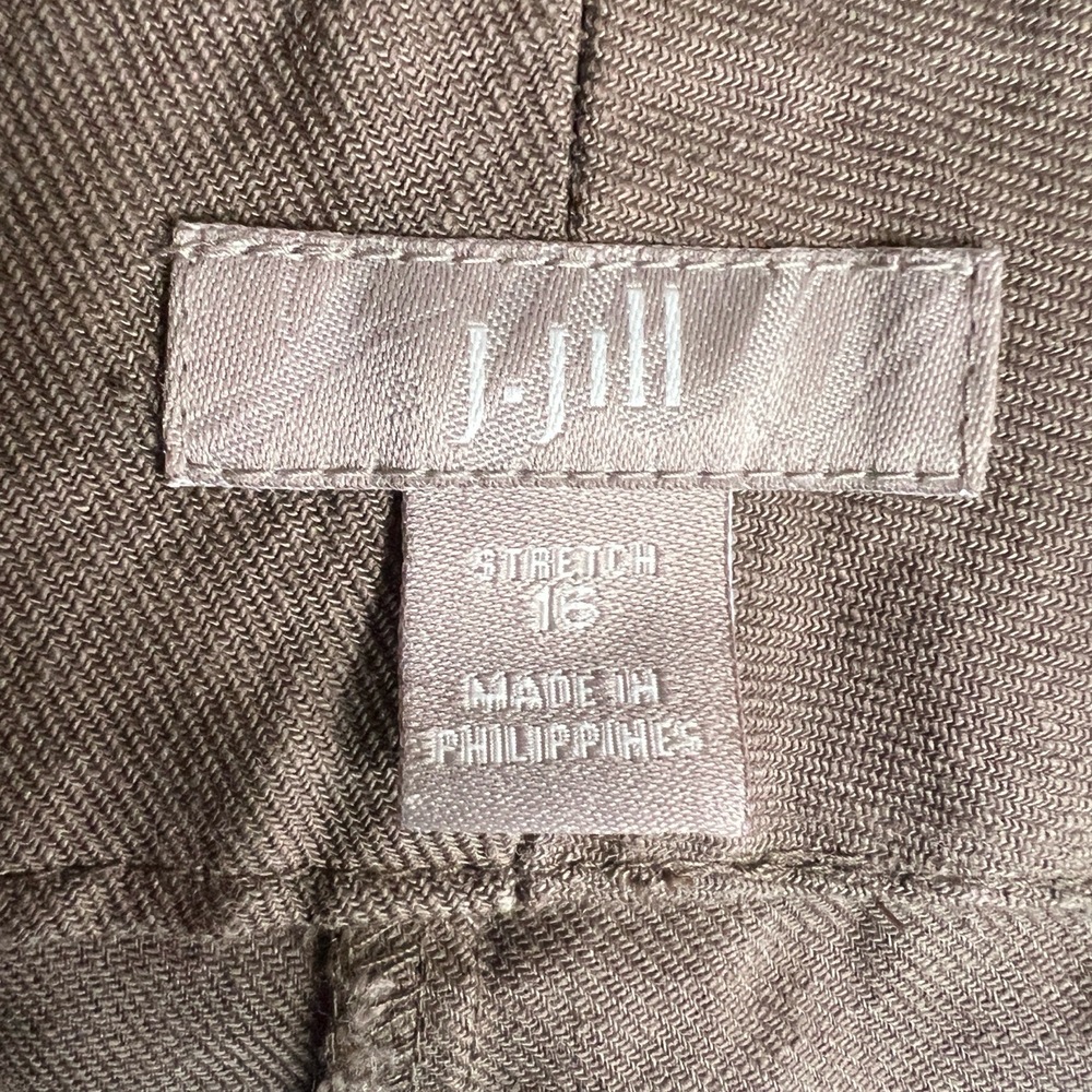 J. Jill Brown Linen Blend Stretch Straight Leg Pants Preppy Office Size 16 - Picture 4 of 5
